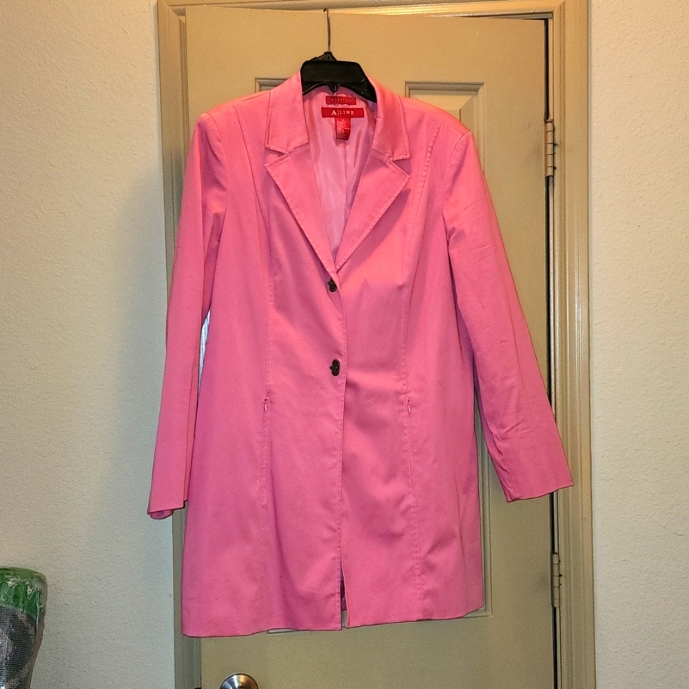 A/line pink lightweight knee-length coat